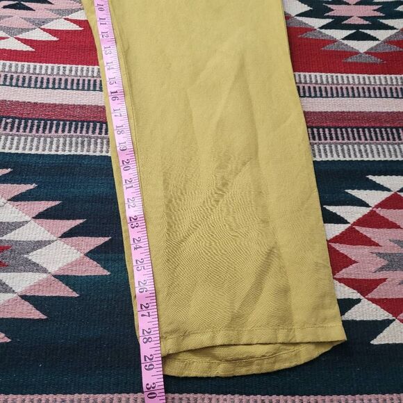 J.Jill Mustard Yellow Linen Rayon Pant Sz XL Tapered Relaxed Pull On Beachcomber - Picture 7 of 7